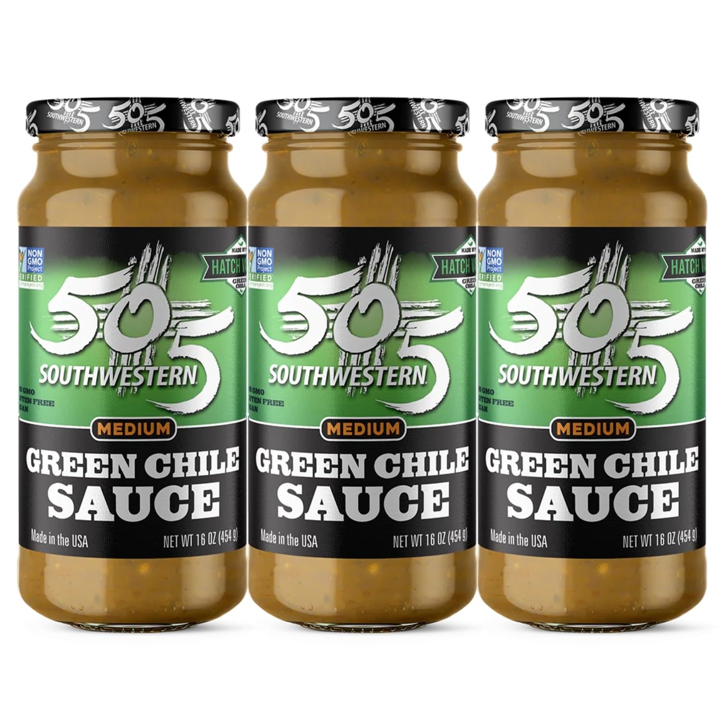 505 Southwestern Hatch Valley Green Chile Sauce, Medium (3-16oz)