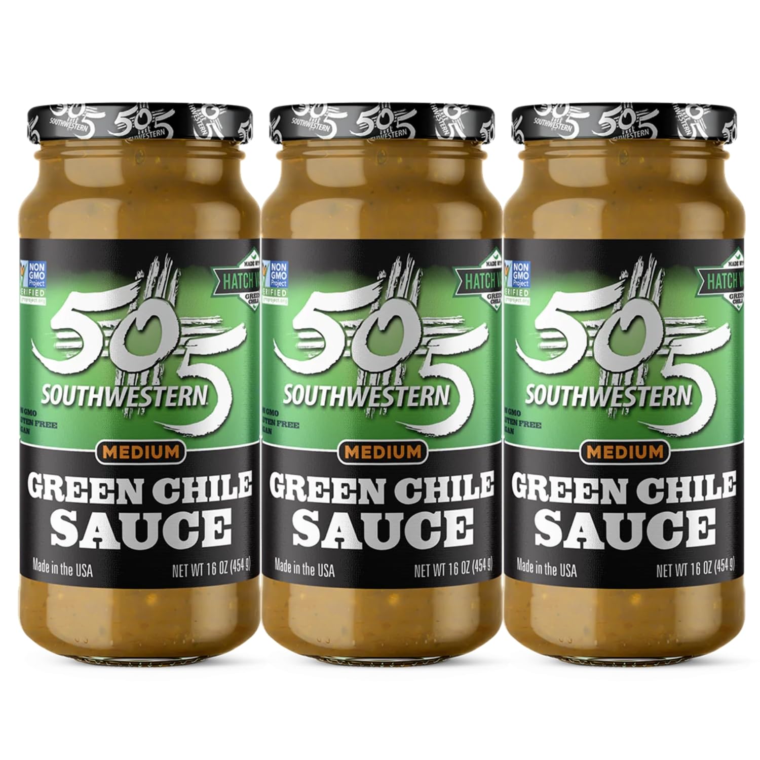 505 Southwestern Hatch Valley Green Chile Sauce, Medium (3-16oz)