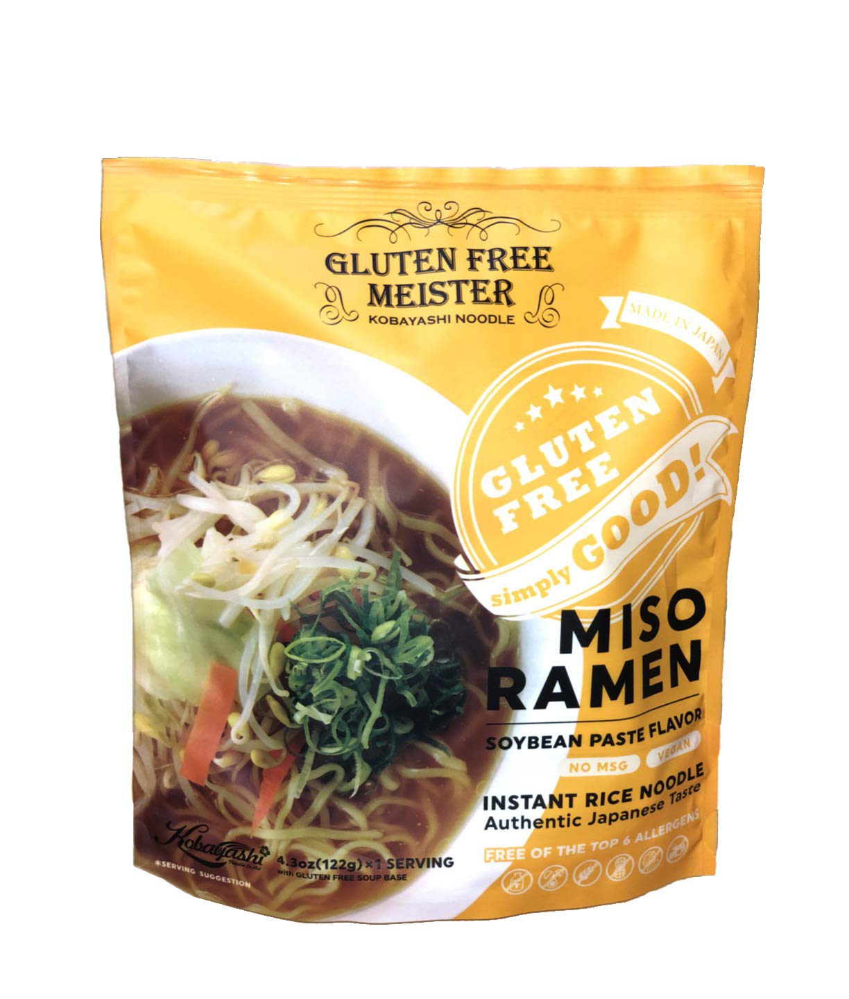 Gluten Free Meister Japanese Ramen - Tonkotsu, Shoyu, Miso Variety 6Pk (Vegan/Vegetarian)