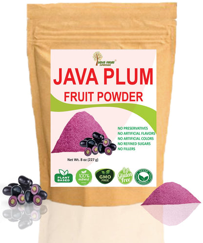 Indus Farms Superfoods Java Plum Fruit Powder, 8 oz | Exotic sweet-astringent flavor for Baking, Beverages/Cocktails, Nutritious