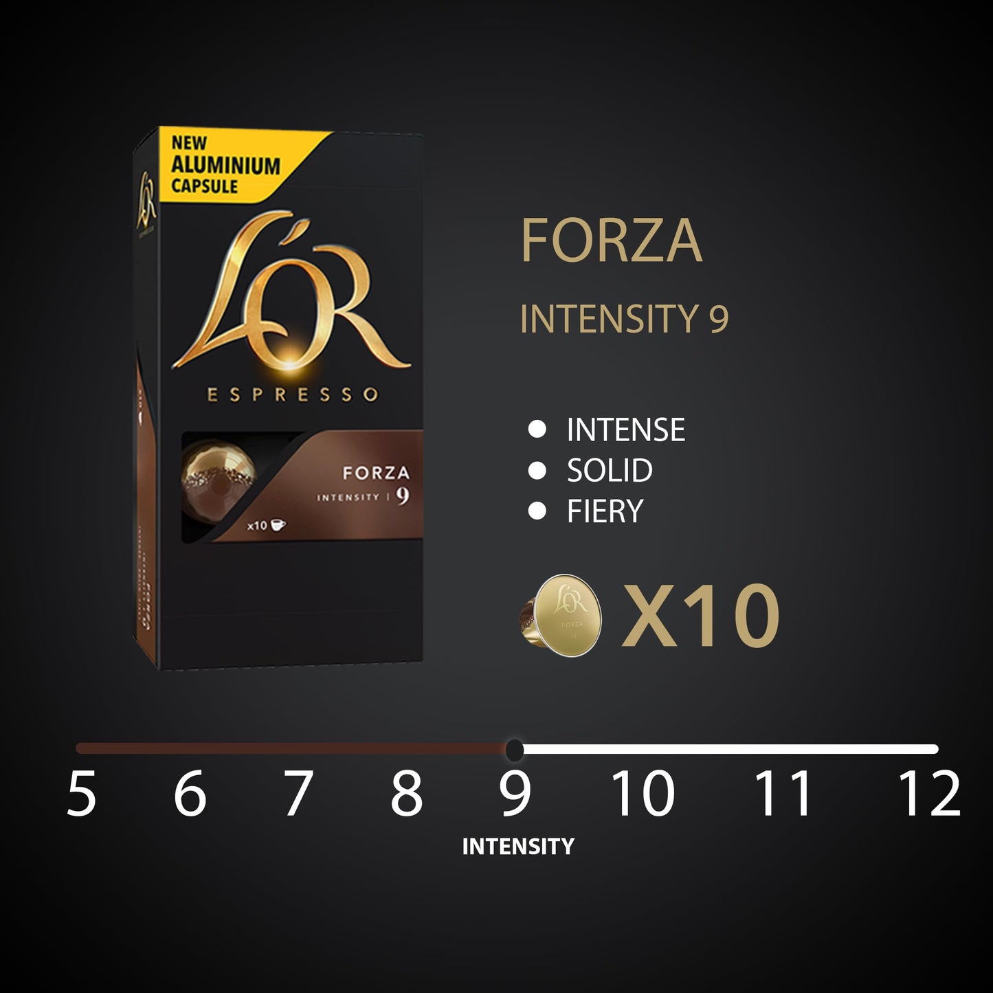 LOR Espresso Capsules  10 Count Forza  Single-Serve Aluminum Coffee Capsules Compatible with the LOR BARISTA System & *Nespresso Original Machines  10 Count (Pack of 1)
