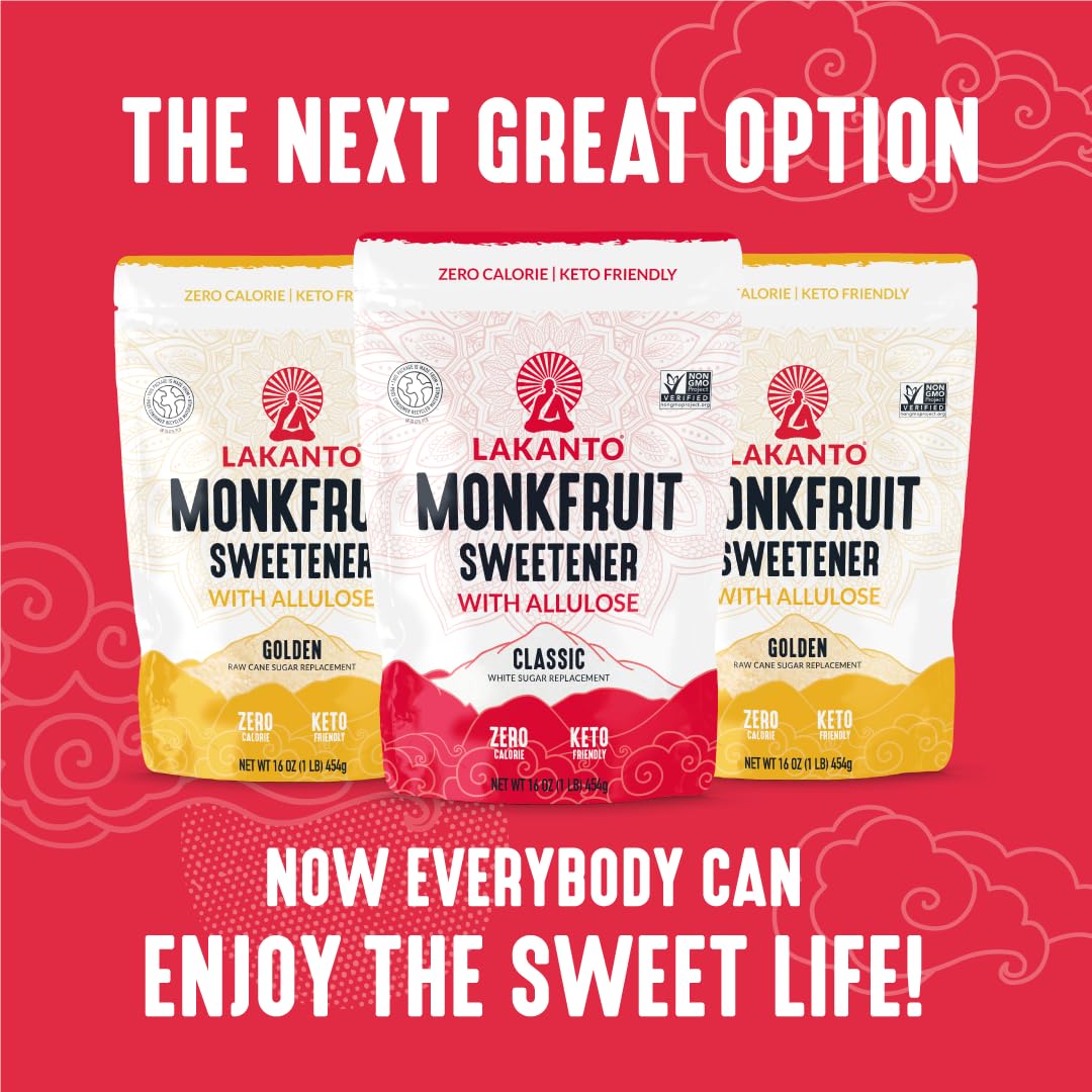 Lakanto Classic Monk Fruit Sweetener - 5 lb Allulose & Erythritol Free, Gluten Free, Vegan, Keto Friendly Sugar Substitute