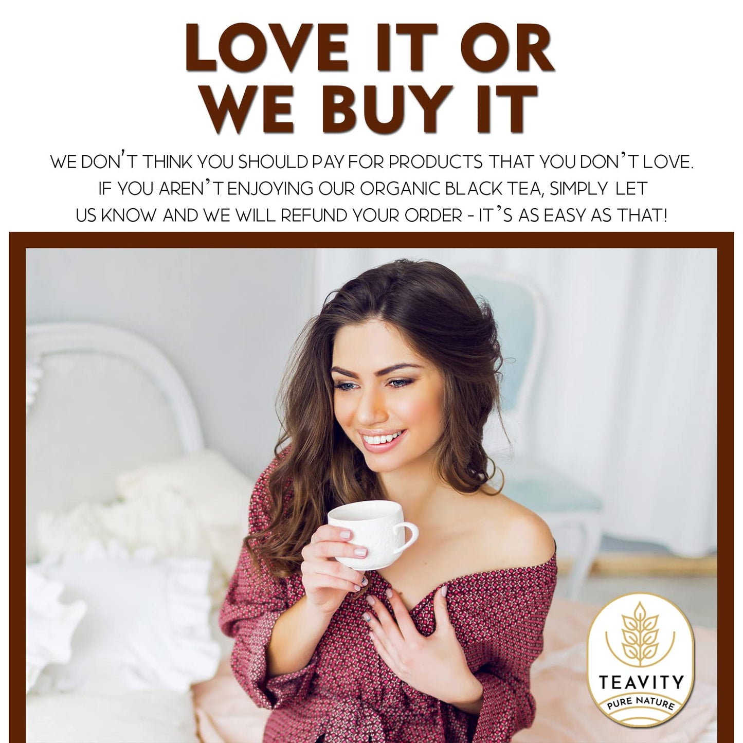 Teavity Organic Black Tea Pods - 12 Unsweetened Tea Pods For Keurig Kcup Malt-Inspired - Naturally Caffeinated, Hand-Picked From Sri Lanka, Sturdy Packaging, American Owned