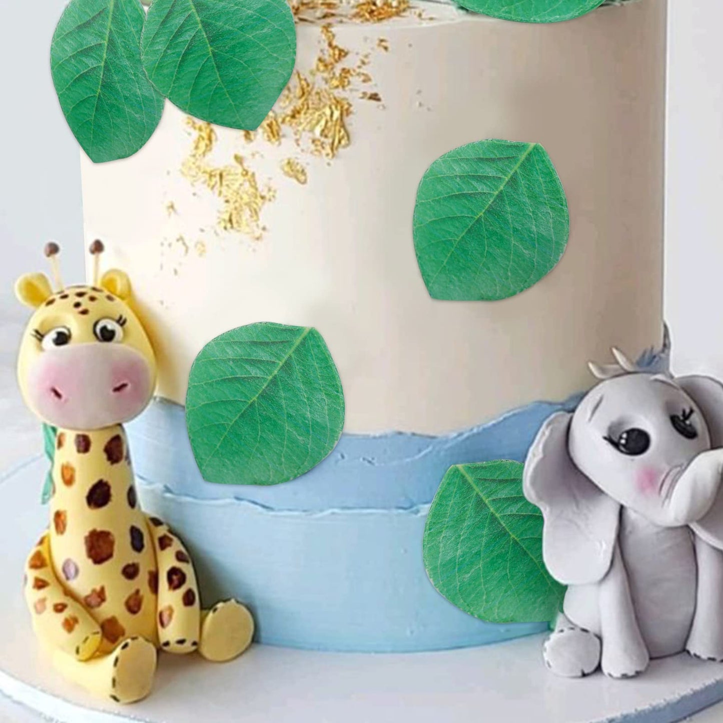 92Pcs Edible Leaves Edible Green Cake Cupcake Toppers Edible Wafer Paper Leaf Cake Decoration For Hawaii Aloha Summer Theme Wedd
