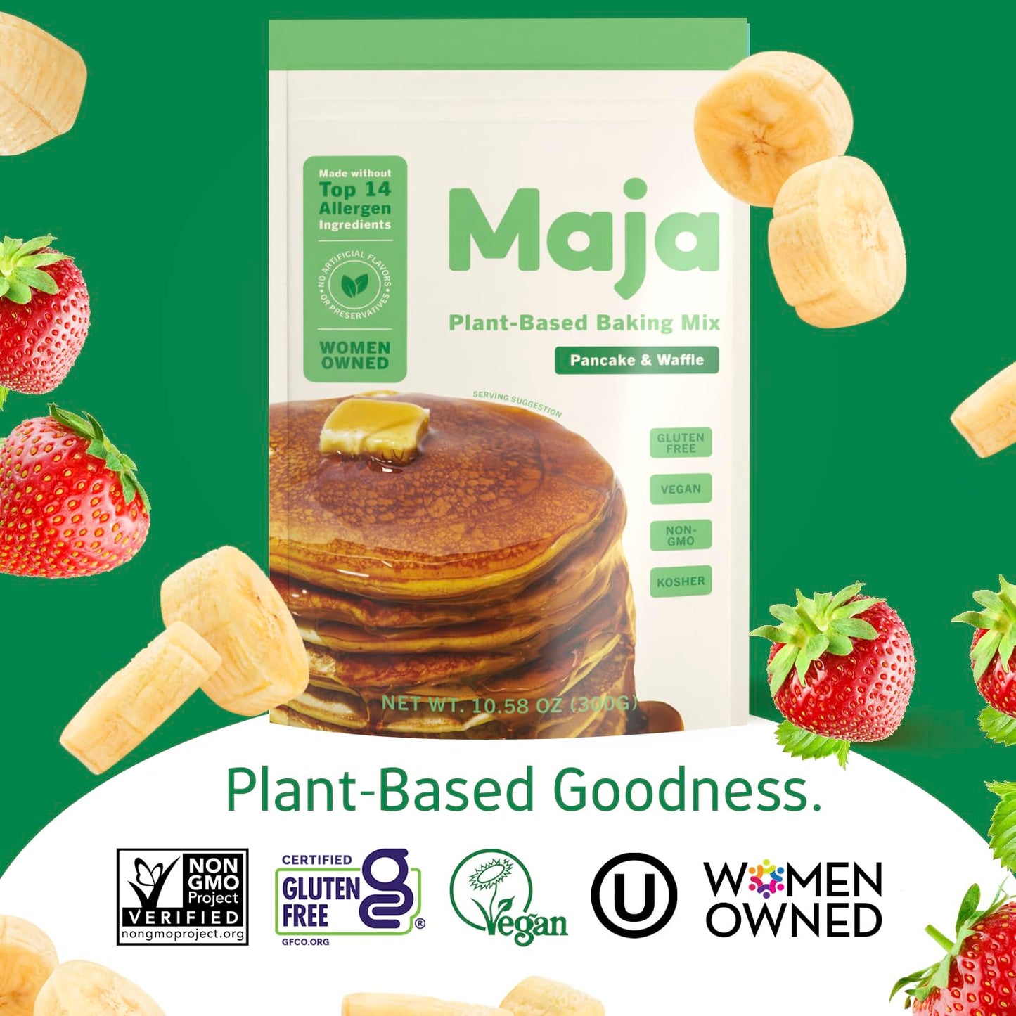 Maja Plant-Based Pancake Mix - Pack Of 2 I Gluten Free Waffle Mix, 2 X 10 Vegan Pancakes, Easy To Make Waffle Batter For Cooking