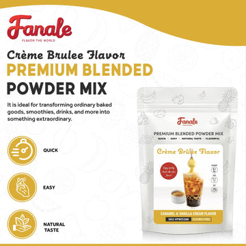 Fanale Premium Creme Brulee Bubble Tea Flavoring Powder | Perfect For Baking, Smoothies, Desserts And Drinks | Instant Flavoring