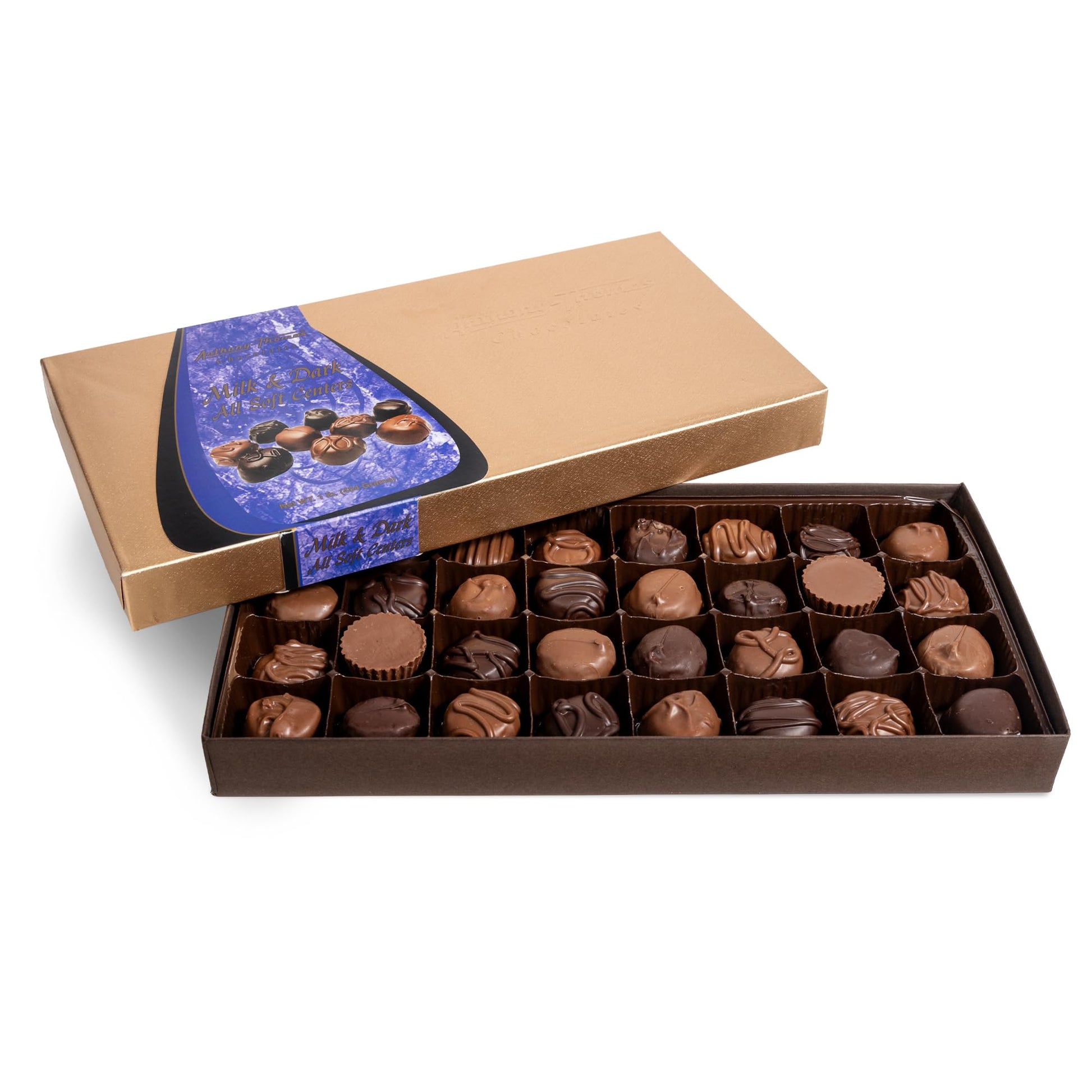 Anthony Thomas  Soft Centers Assortment Chocolate Gift Box  Milk And Dark Chocolate Assortment (32 Count  Milk And Dark Chocolate)