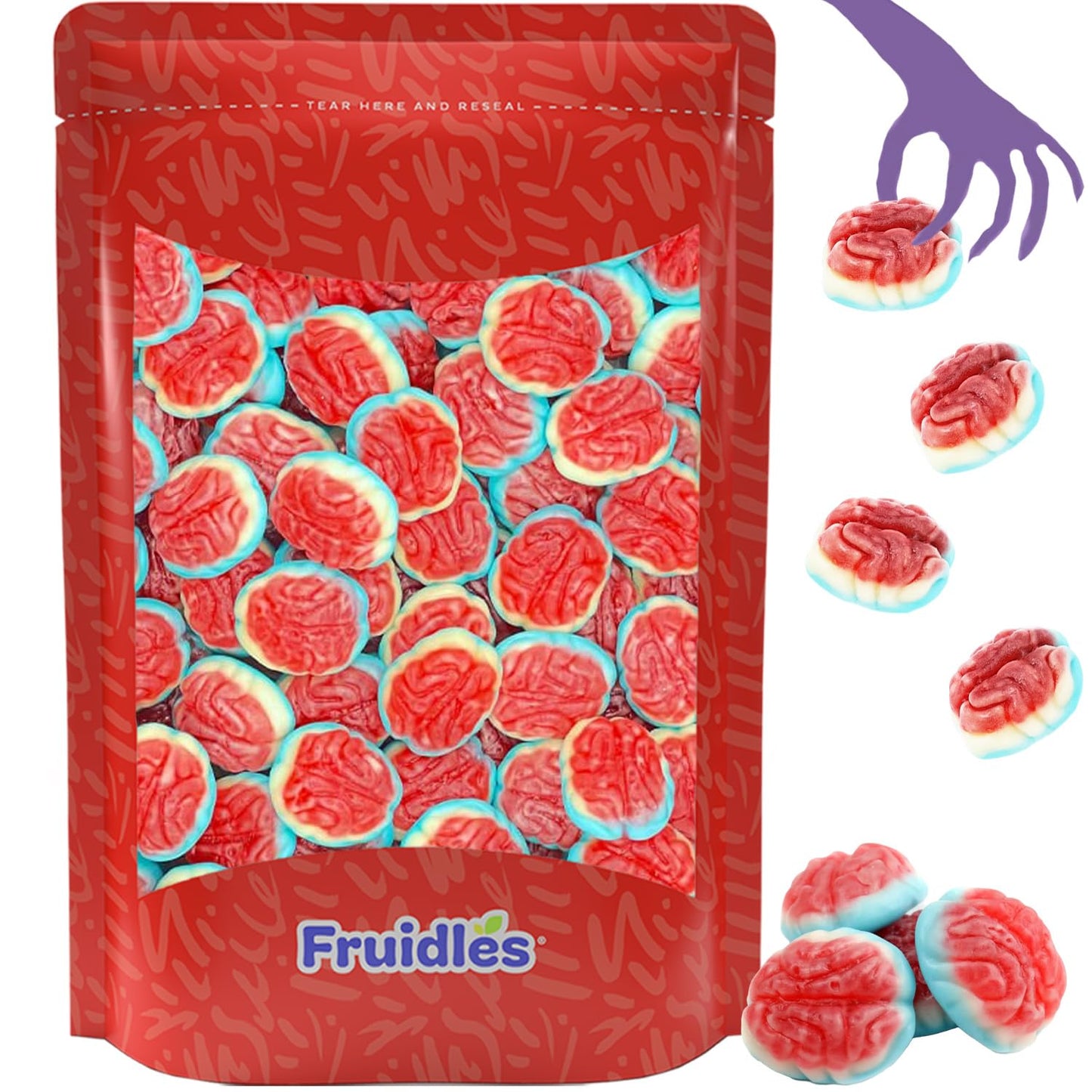 Fruidles Halloween Gummy Brains Candy, Trick-Or-Treat Party Bag Fillers, Party Favor (Half-Pound)