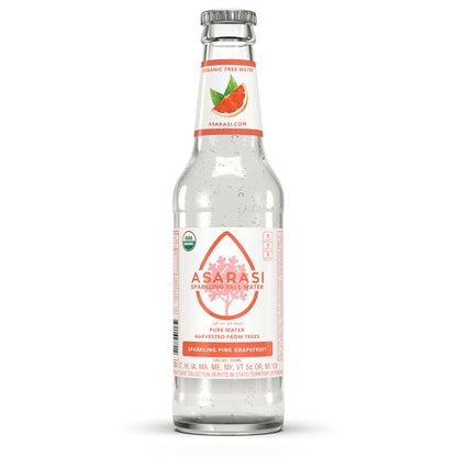 Asarasi Organic Sparkling Pink Grapefruit Tree Water - 12 Pack