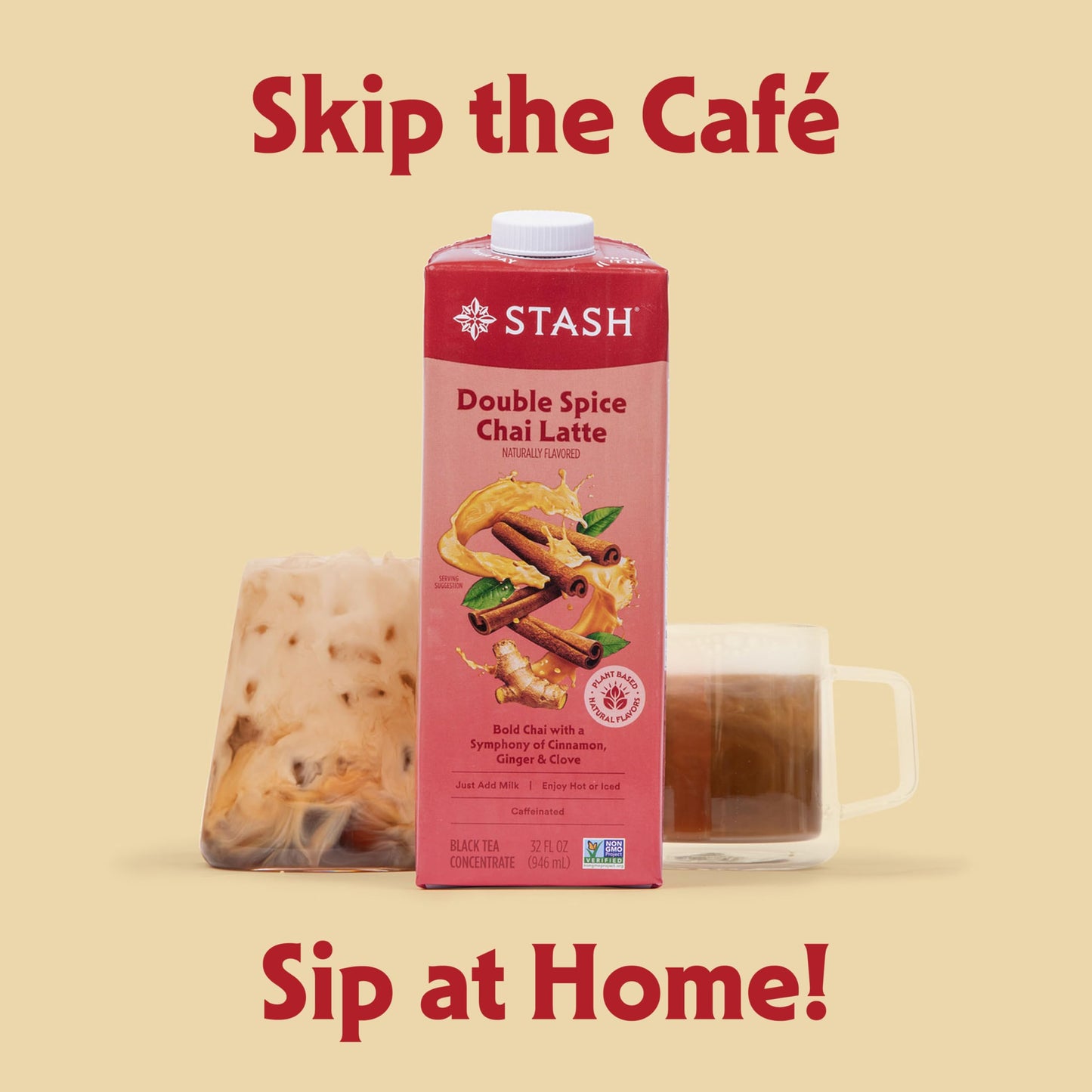 Stash Double Spice Chai Latte Tea Concentrate, Dairy Free, Caffeinated, 32 fl oz (Pack of 6)
