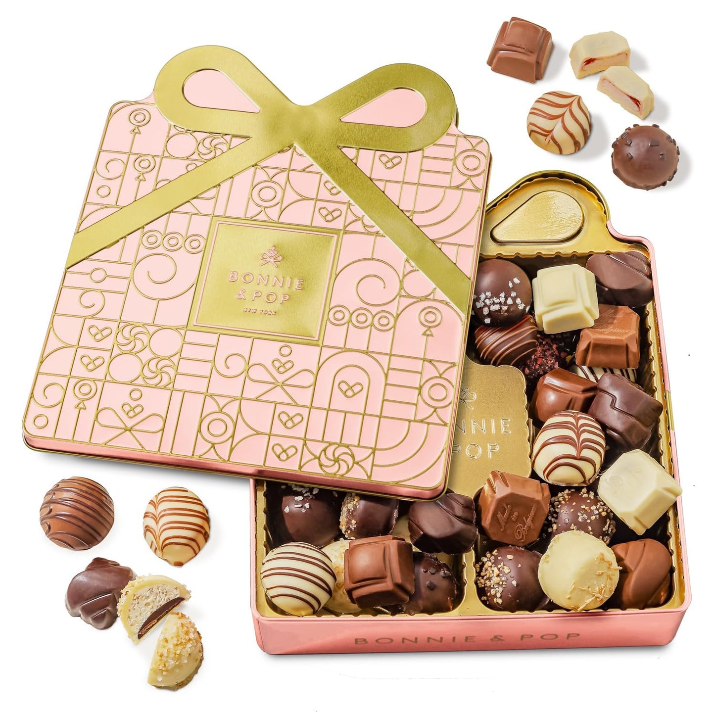 Mothers Day Chocolate Gift Basket, Candy Food Gifts Arrangement Platter, Gourmet Snack Gift Bow Tin Box, Present Idea, Stocking 