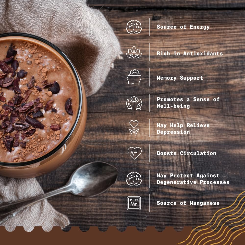 NaturaleBio Organic Raw Cacao Nibs 2 lbs. Natural and Pure. Made in Tropical Regions from The Theobroma Cacao Plant. Source of M