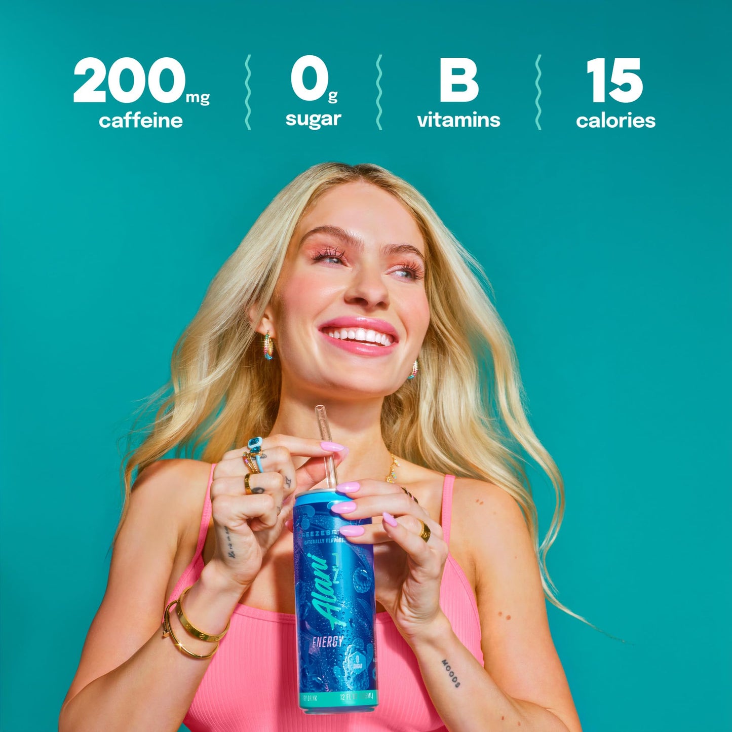 Alani Nu BREEZEBERRY Energy Drink, Sugar Free, 200mg Caffeine, 12 Fl Oz Cans, Pack of 24