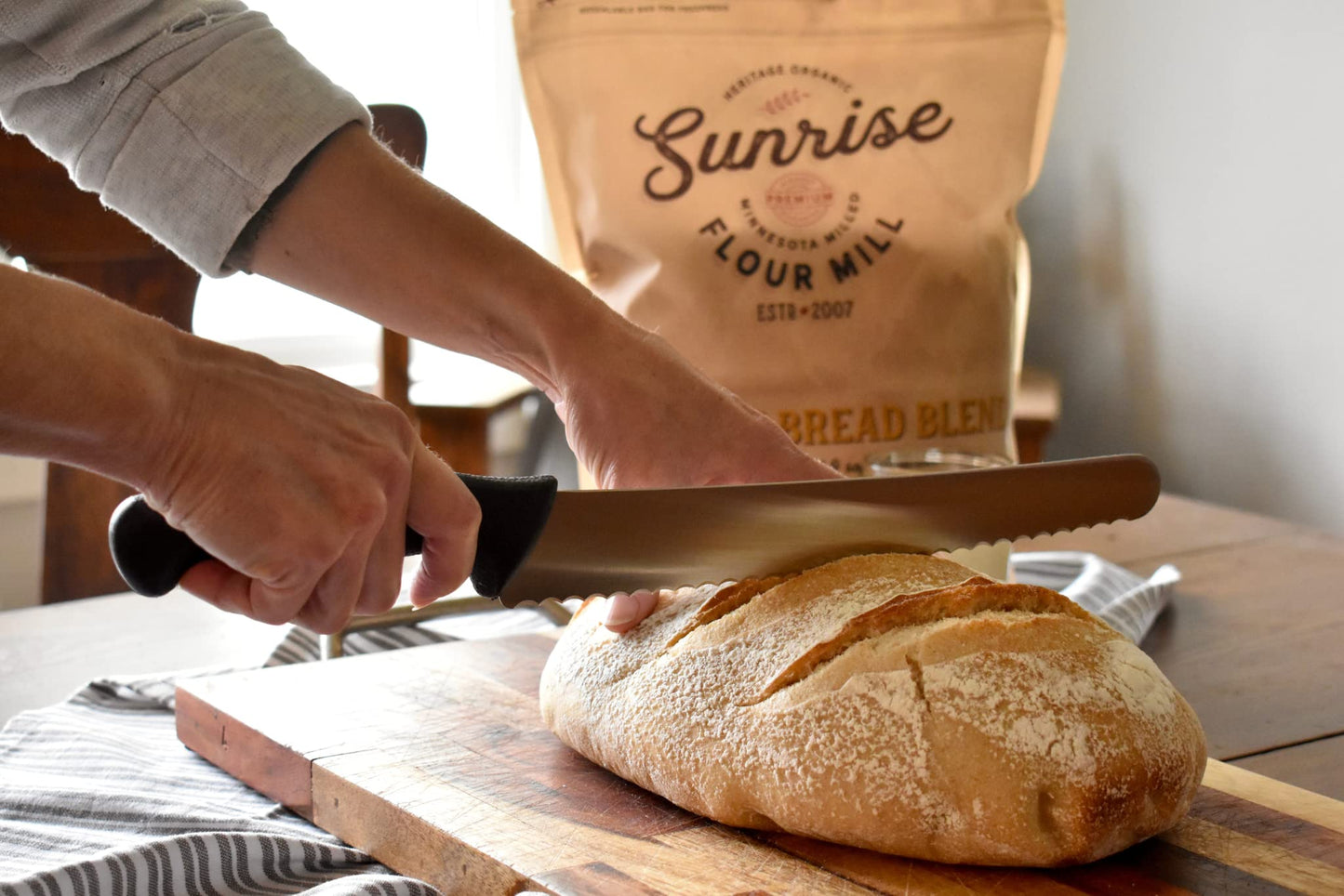 Sunrise Flour Mill Organic Bread Flour Blend, 5 lbs, High Protein, Easy to Digest, Smooth Nutty Flavor