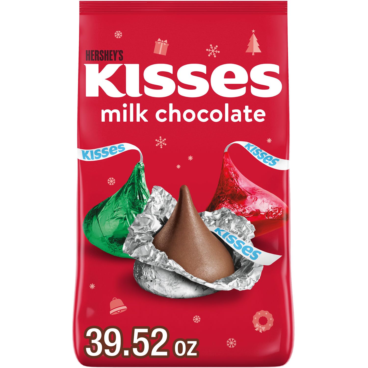HERSHEYS KISSES Milk Chocolate Bulk Candy Bag, 39.52 oz, Christmas Treats, Model 10034000454034