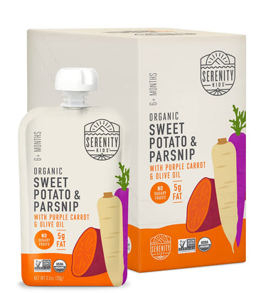 Serenity Kids 6+ Months Baby Food Pouches Veggie Puree - Sweet Potato & Parsnip - Bpa-Free & Usda Organic Baby Food - No Added Sugar - Allergen Free - 3.5 Oz, 6 Pack