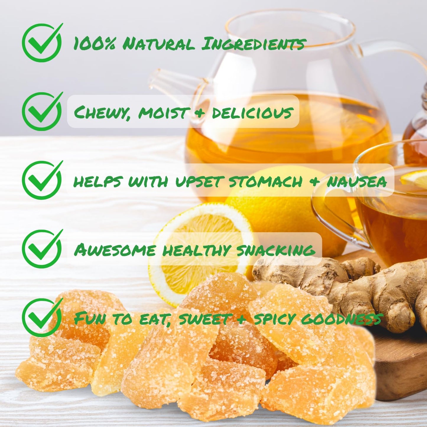 Crystallized Ginger Chunks By It'S Delish, 2.5 Lb Jumbo Reusable Container | Candied Dried Ginger Fruit Chews Natural Candy, Gin