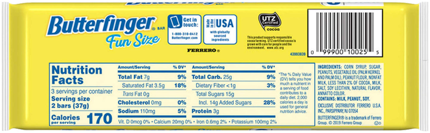 Butterfinger Fun Size Bars 6 Pack Tray, 3.9 Oz