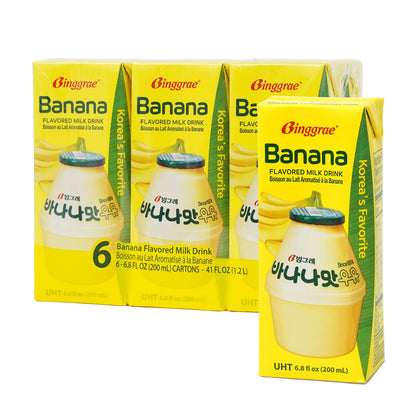 Binggrae Banana Flavored Milk [Koreas No 1 Classic & Original Banana Milk] - Sweet, Smooth & Creamy Texture (Pack of 6)
