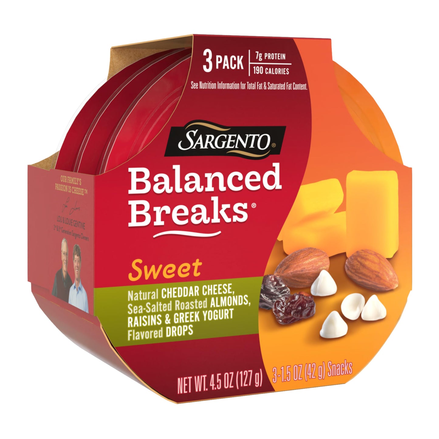 Sargento Sweet Balanced Breaks Natural Cheddar Cheese, Sea-Salted Roasted Almonds, Raisins and Greek Yogurt Flavored Drops Snack