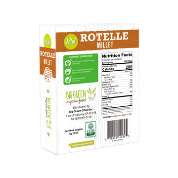 Big Green Organic Food - Organic Mini Millet Pasta, Gluten-Free, Non-Gmo, Vegan, Plant-Based, Kids' Favorite, 8.8 Oz (8.8Oz, 3 B