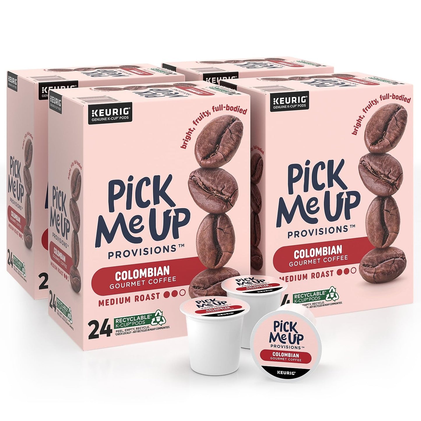 Staples Pick Me Up Provisions K-Cup Coffee Pods  Columbian Medium Roast Keurig K-Cups  100% Arabica  96-Pack  4-Boxes