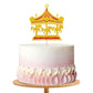 MINIYEYE Carousel Cake Topper, Gold Glitter Horse Decor for Baby Shower, Carnival Theme, Pink