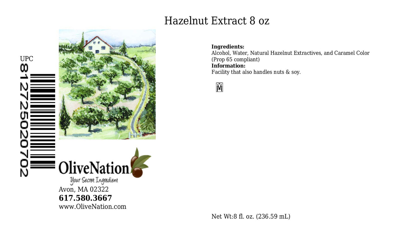 OLIVENATION Hazelnut Extract, Non-GMO, Gluten Free, Vegan, 8 Ounce