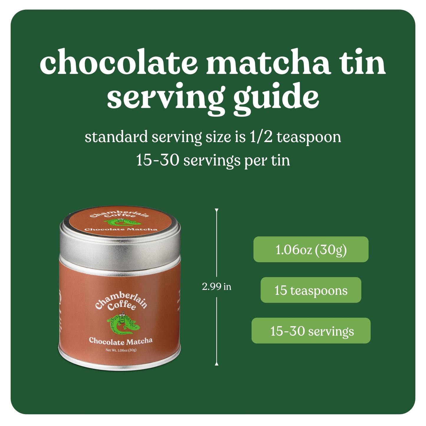 Chamberlain Coffee Chocolate Matcha Green Tea Powder - Rich Cocoa + Ceremonial Grade Matcha - Hot Or Iced - Organic, Vegan & Glu