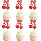 Cyodoos Cherry Cupcake Toppers, 24 Pcs Fruit Theme Decorations for Kids Birthday Party, Red