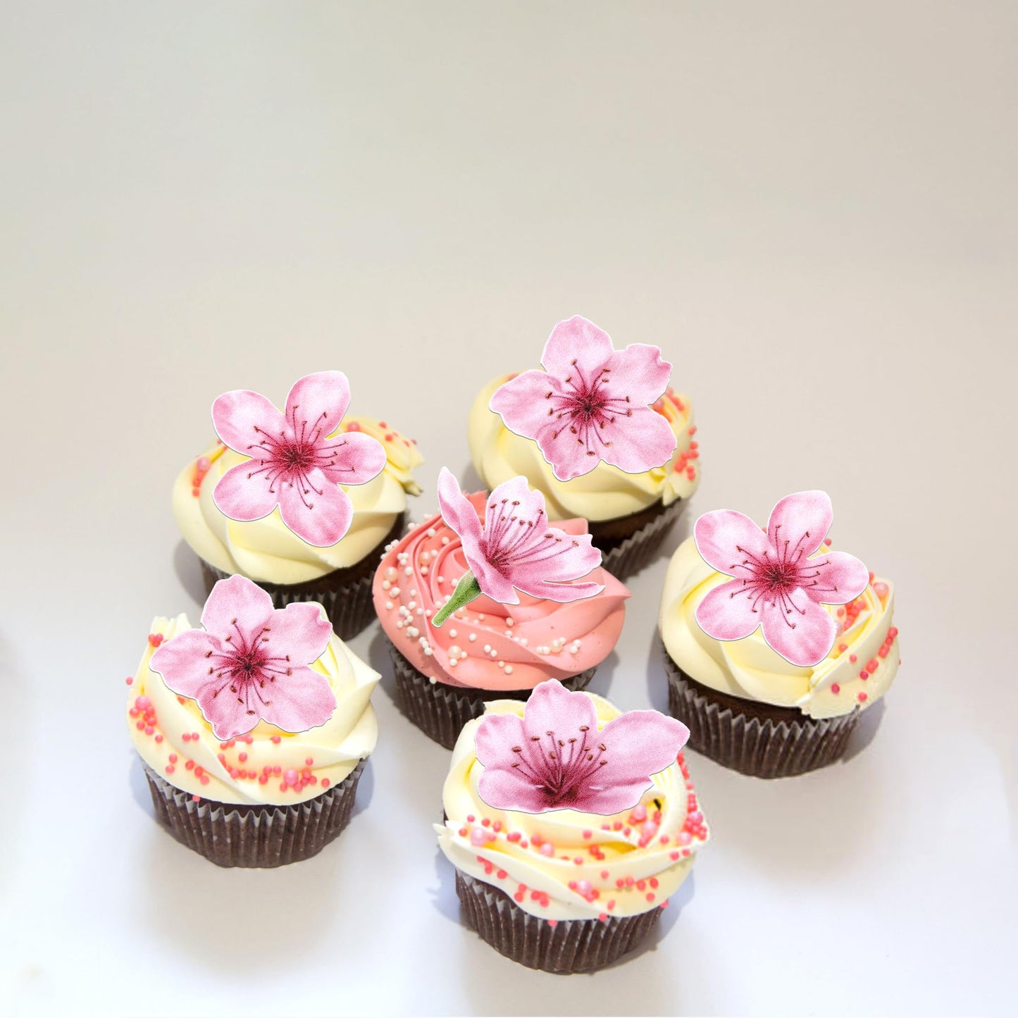 40 Pcs Edible Cherry Blossoms Cupcake Toppers Edible Cherry Blossoms Flowers Cake Decorations Wafer Paper Flowers Cupcake Topper
