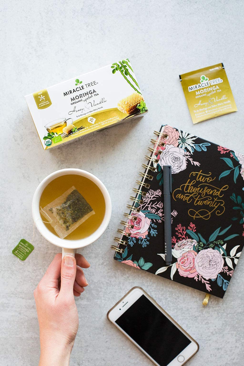 Tree Organic Moringa Superfood Tea - 6 Pack, 25 Individually Sealed Bags, Vegan, Gluten-Free, Caffeine-Free