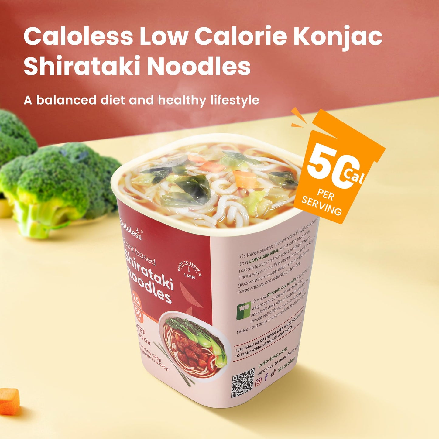 Caloless Konjac Shirataki Noodles, 6 Pack Low Calorie Konjac Pasta Noodles, Low Carbs Beef Noodles Soup, Healthy Noodle Keto & P
