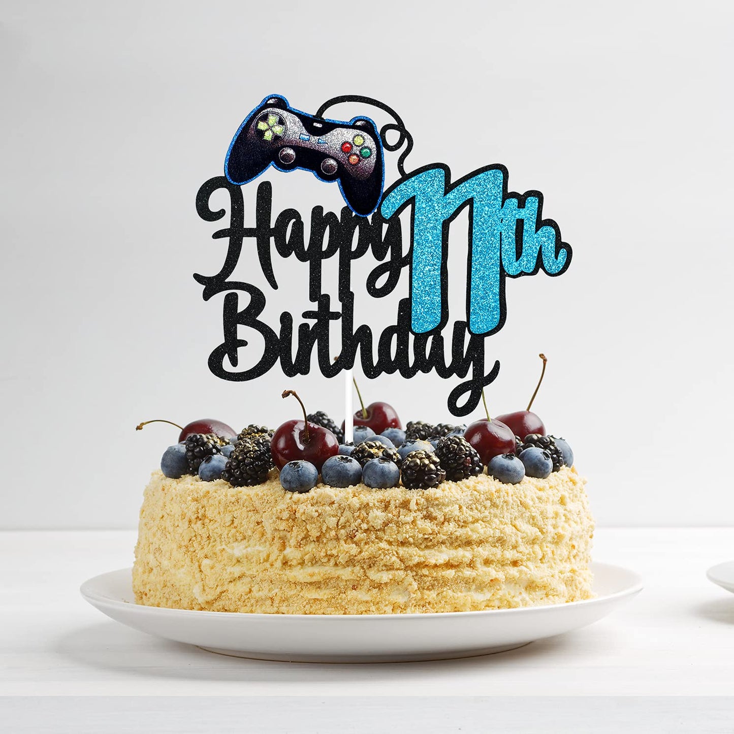 Video Game Happy 11Th Birthday Cake Topper - Video Game Boy'S 11Th Birthday Party Blue Cake Supplies - Game On Level Up Winner P
