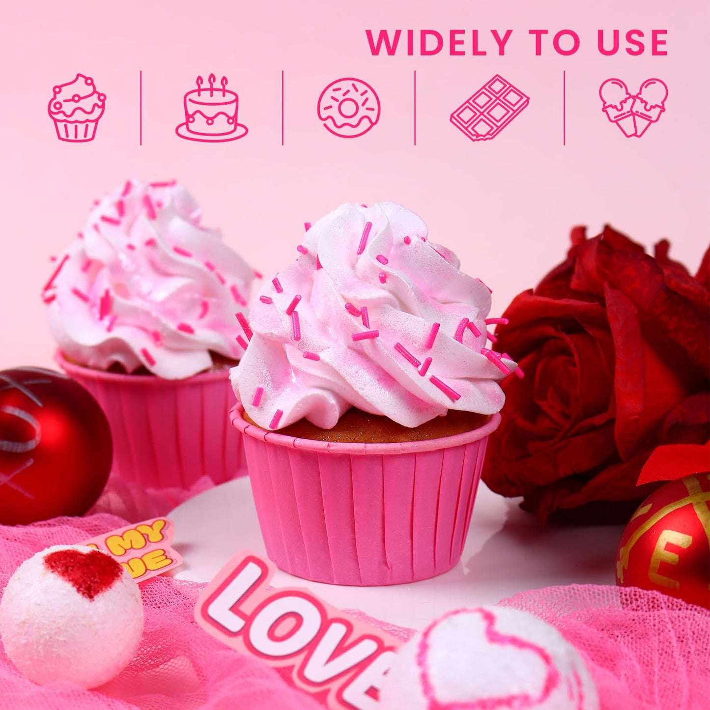 Sujoygar Pink Sprinkles Bulk, Pink Jimmies Sprinkles For Cake Decorating, 1.54 Lb Valentine'S Cake Sprinkles, Cupcake, Chocolate