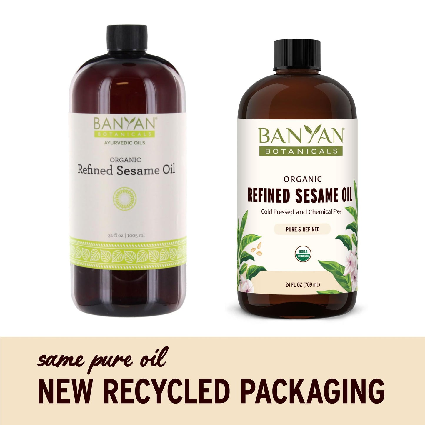 Banyan Botanicals Organic Refined Sesame Oil – 24 Fl Oz – Non GMO, Vegan, Natural Color