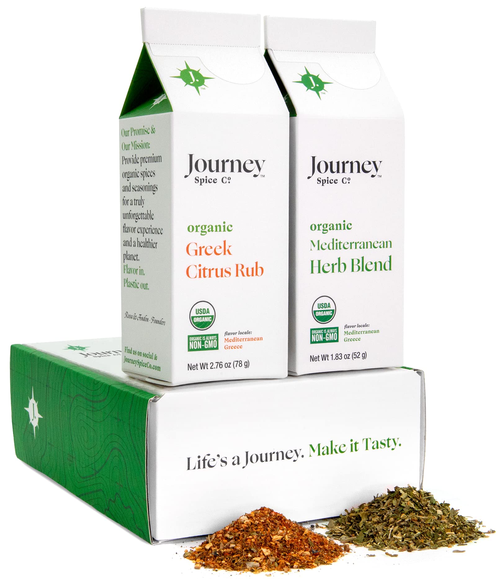 Gourmet Organic Greek Citrus Rub & Mediterranean Herb Blend Seasoning Gift Set By Journey Spice Co. | Salt-Free | No Msg | Greek