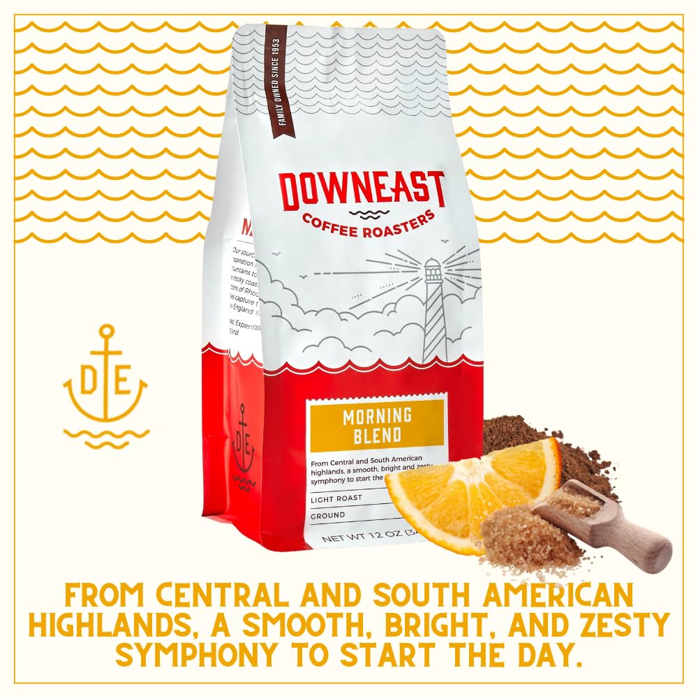 Downeast Coffee Roasters Ground Coffee - Morning Breakfast Blend, Light Roast, 100% Arabica, 12 oz Bag