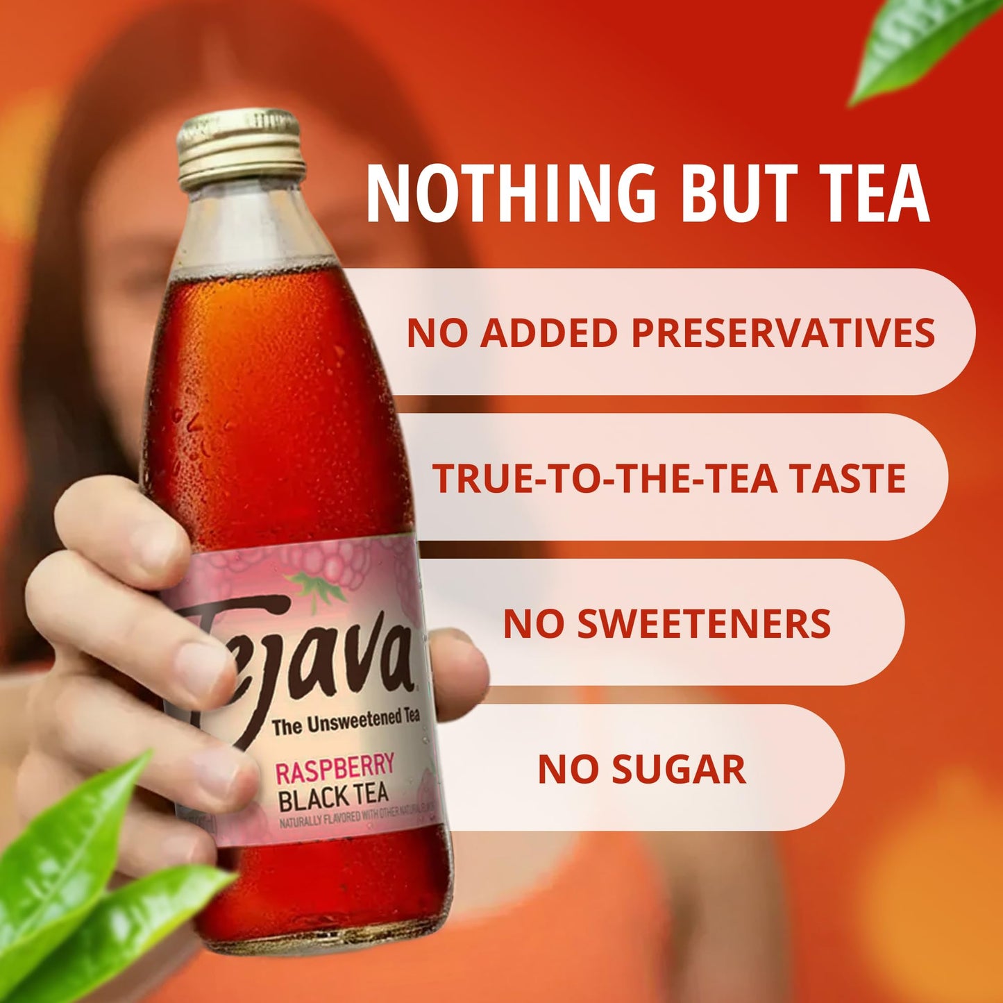 Tejava Raspberry Black Iced Tea  4 Pack  12oz Glass Bottles  Unsweetened  Non-GMO  Kosher  No Sugar or Sweeteners  No calories  No Preservatives  Brewed in Small Batches