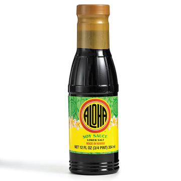 Aloha Shoyu Soy Sauce, Lower Salt - Hawaiian Dark Soy Sauce With Smooth, Balanced Flavor - Authentic Soy Sauce For Cooking, Marinades, And Dips - Premium Shoyu Soy Sauce Made In Hawaii - 12 Oz