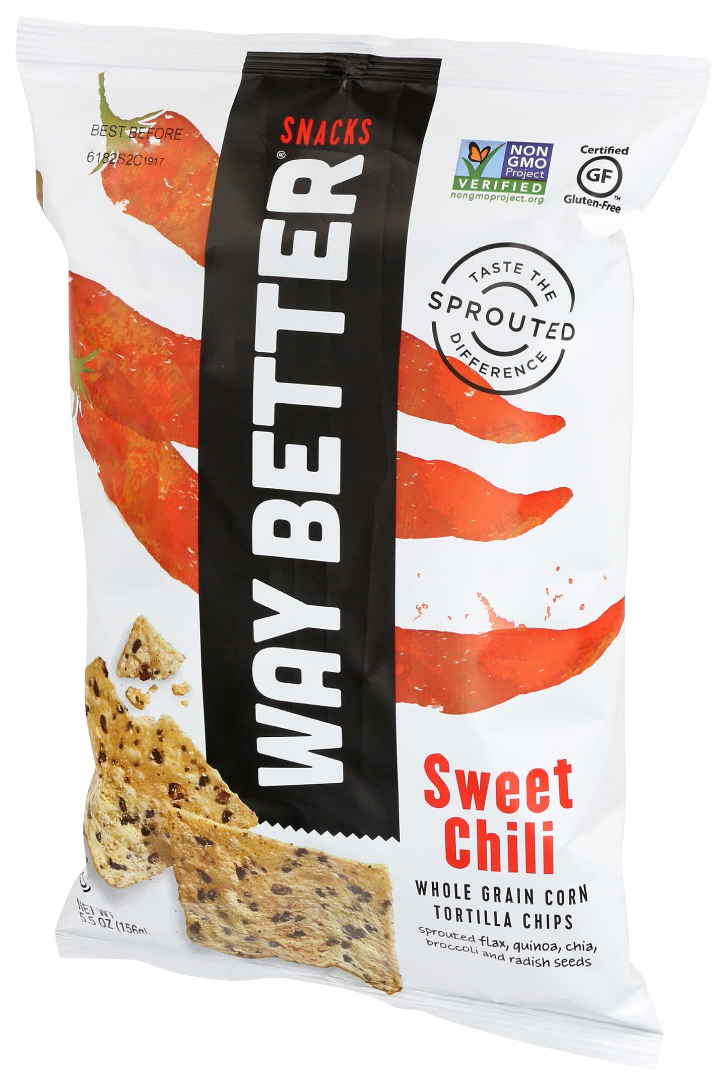 Way Better Snacks Tortilla Chips, Sweet Chili, 5.5 Ounce, Pack of 1