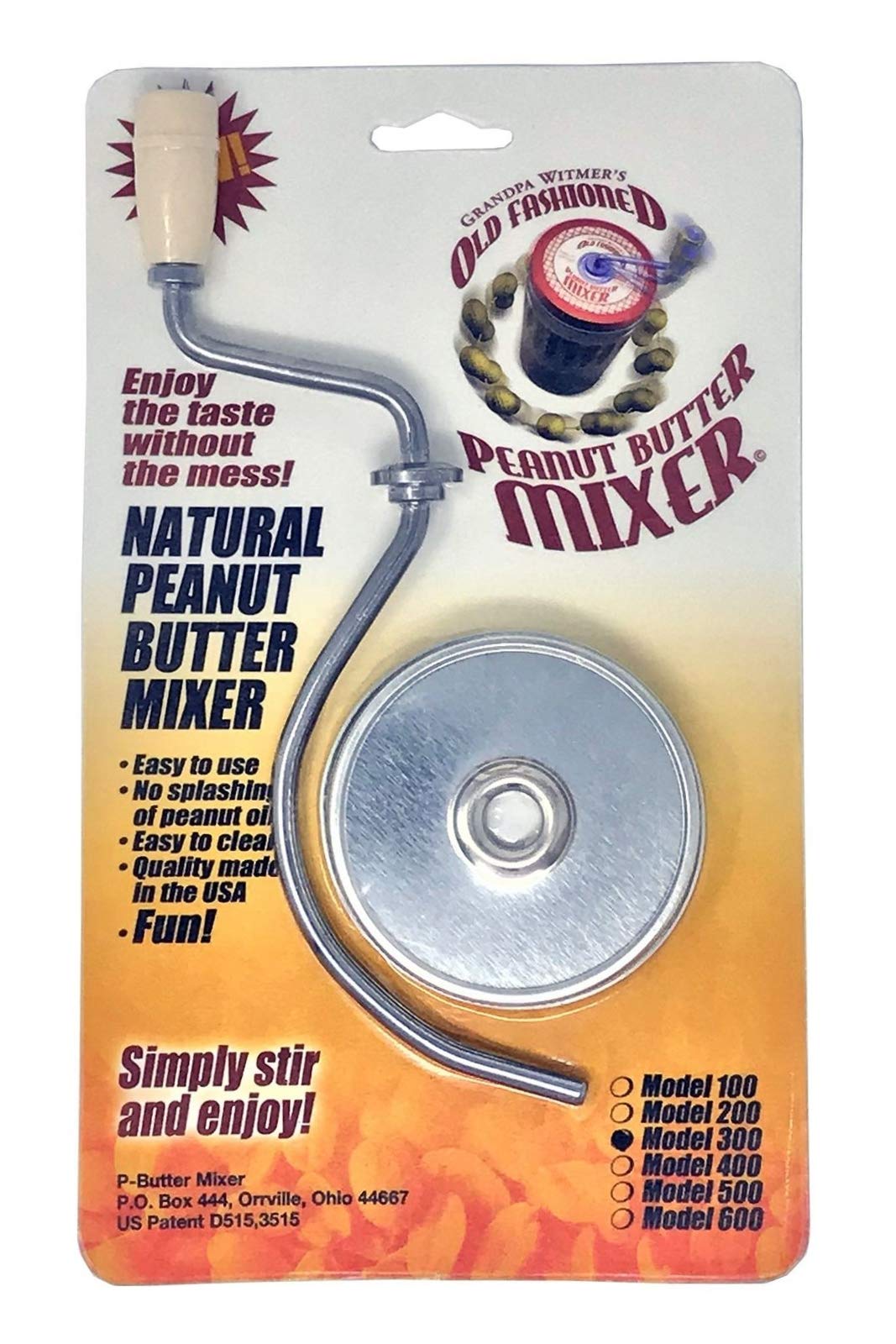 Grandpa Witmer's XL Old Fashioned Natural Peanut Butter Mixer, Model 300, For 16-Ounce Jars, 2.75-Inch Lids - Made in USA, BPA-F