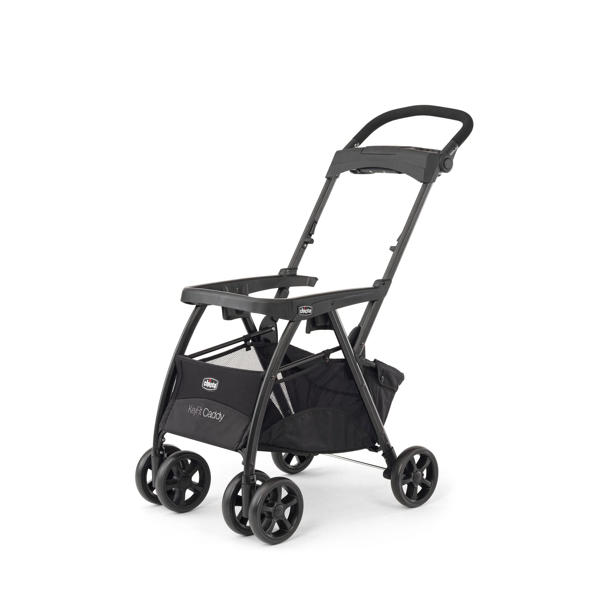Chicco Keyfit Caddy Frame Stroller, Accepts All Chicco Infant Car Seats, Adjustable Handle, Parent Tray | Black/Black