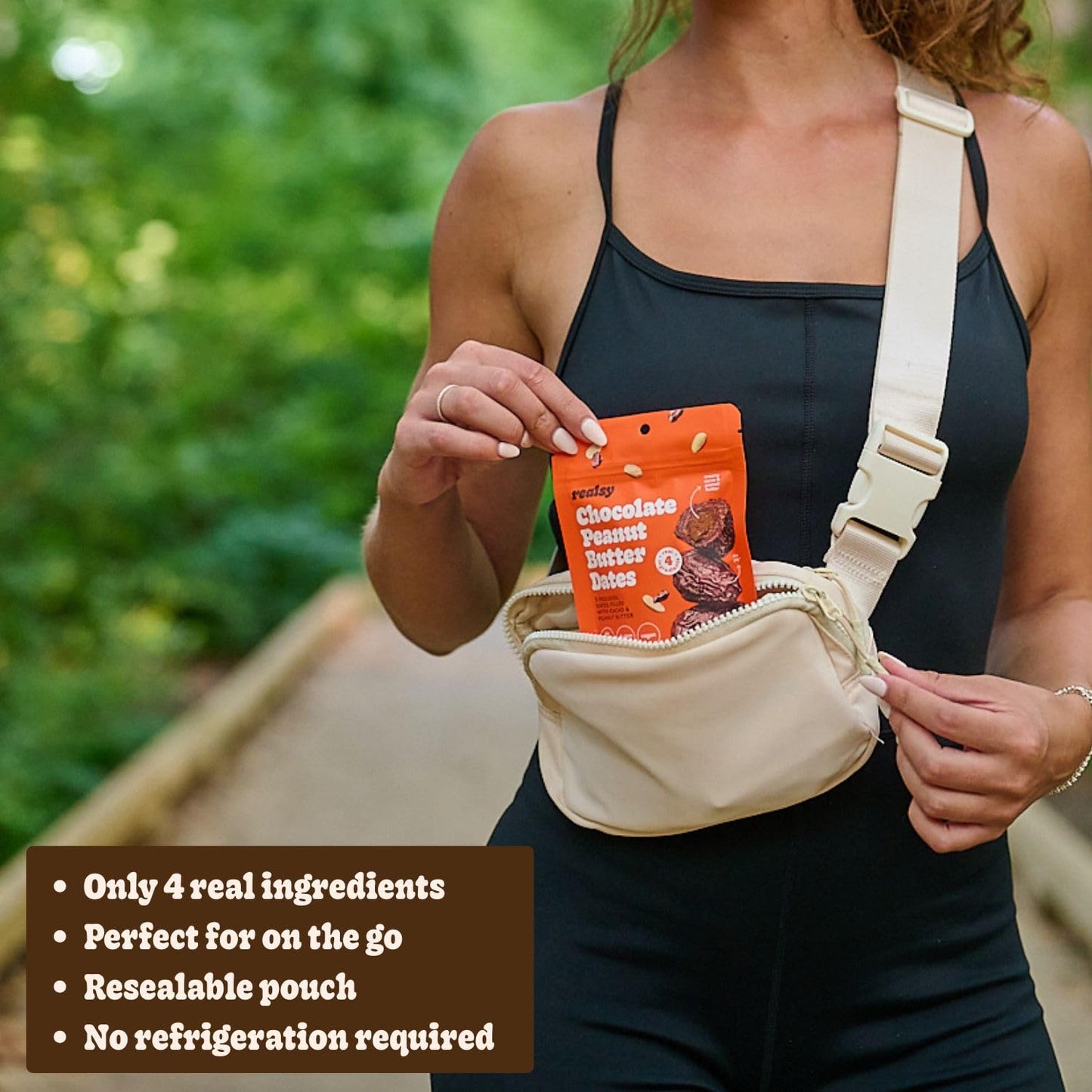 Realsy Organic Peanut Butter Chocolate Filled Medjool Dates, Gluten-Free, Vegan, 10-Pack