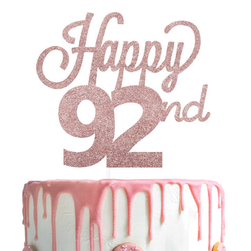 Lingteer Happy 92Nd Birthday Cake Topper - Cheers To 92Nd Birthday 92 Years Old Birthday Party Cake Decorations Sign.