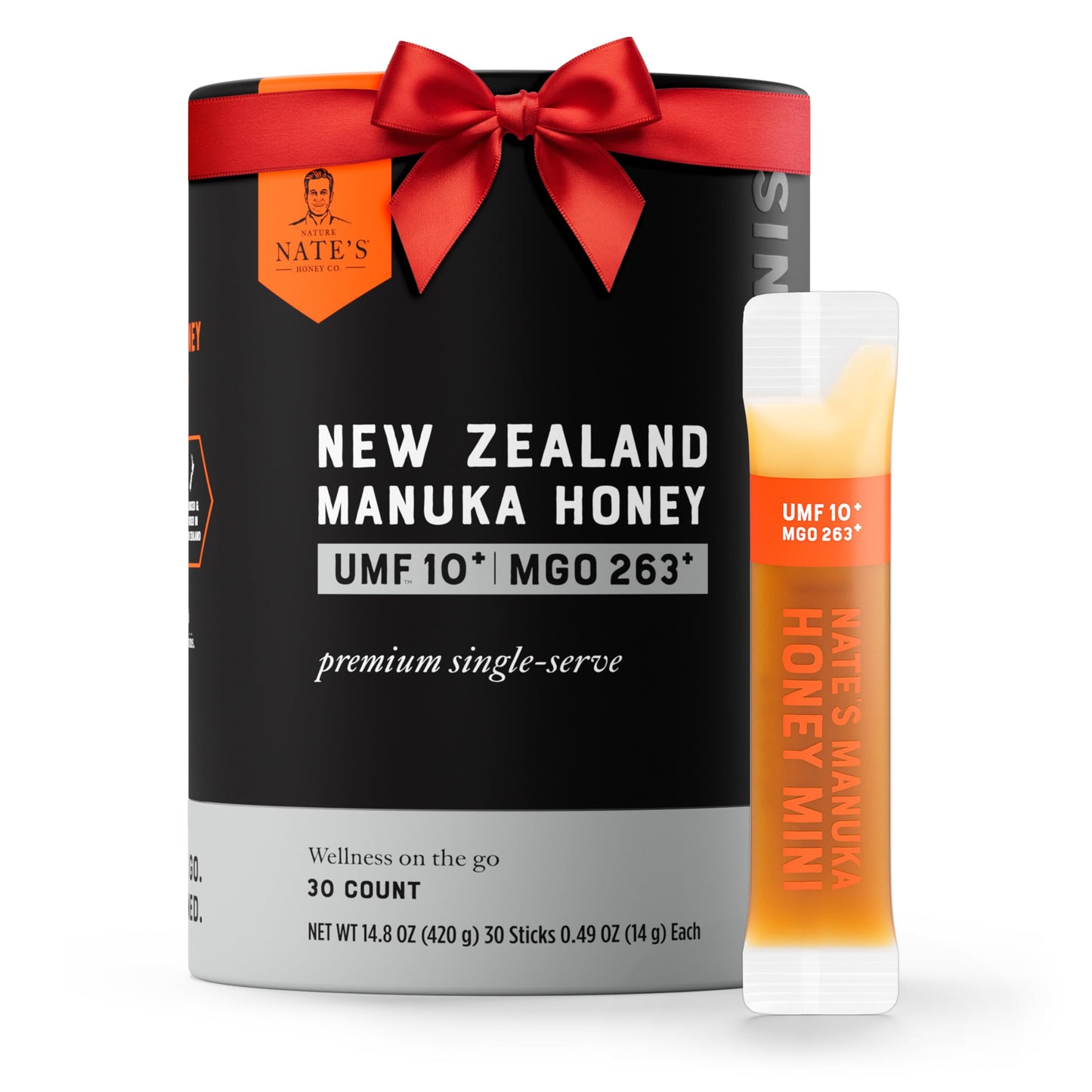 NateS Manuka Honey Minis - 30 Count Single-Serve  Pure Manuka Honey - Mgo 263+ | Umf Certified 10+ - 30 Single-Serve Packets For On-The-Go Daily Wellness
