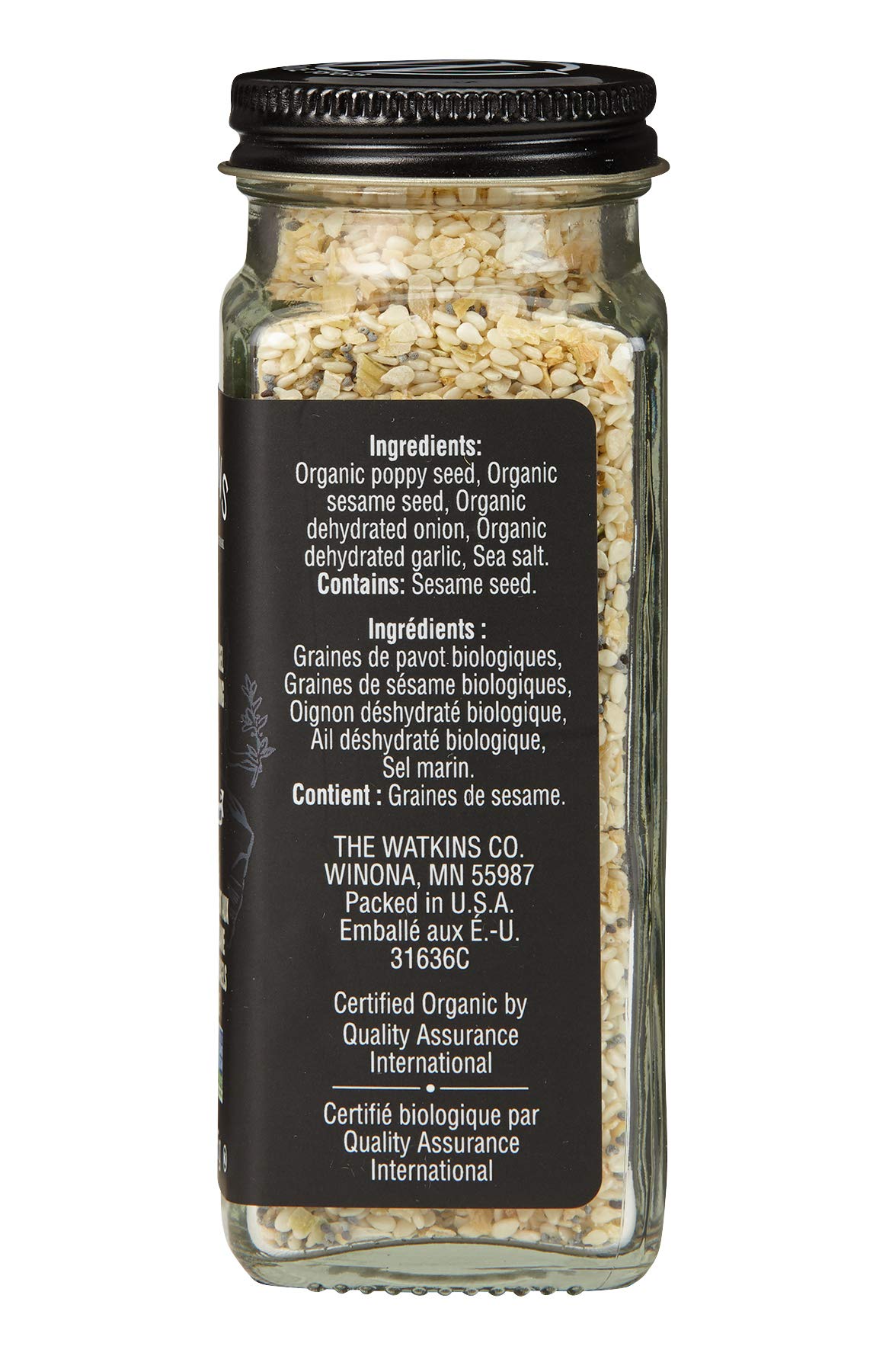 Watkins Gourmet Organic Everything Bagel Sesame Seasoning Blend, 3 oz Bottle, 3-Pack
