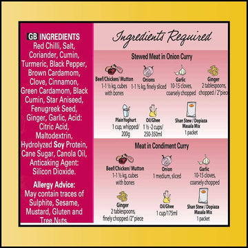 Shan Stew/Dopiaza Recipe & Seasoning Mix, 1.76 oz (Pack of 6) - Authentic Indian Spices for Meat & Vegetable Stews