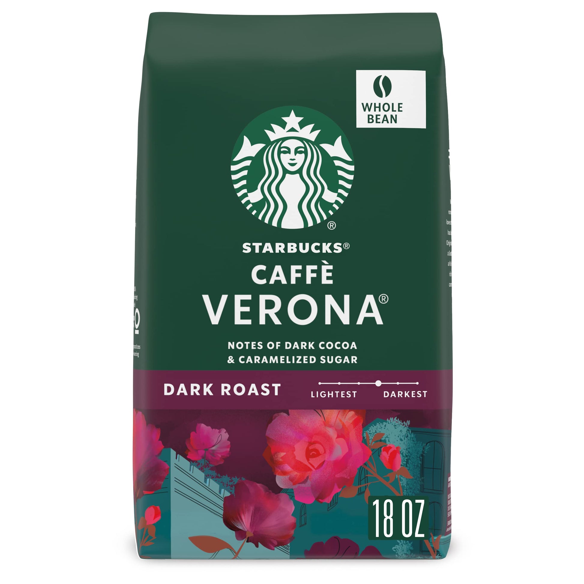 Starbucks Whole Bean Coffee, Dark Roast Coffee, Caffè Verona, 100% Arabica, 1 Bag (18 Oz)