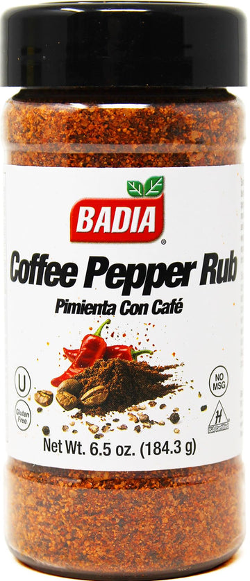 Badia Coffee Pepper Seasoning  6.5 oz - Chili Pepper  Coffee  Garlic  Brown Sugar Blend for Smoky Sweet Rub  Gluten Free  No Msg